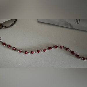 Chic Red and Silver Beaded Bracelet
